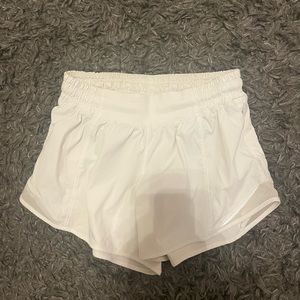 White Lululemon Hotty Hot 4inch inseam shorts
